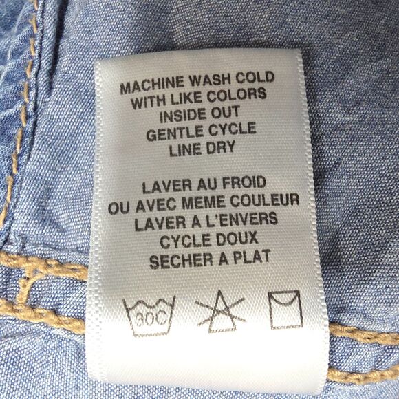 Seven for All Mankind Womens Denim Shirt Embellished Long Slv Snap Front 22/24 - Picture 13 of 15